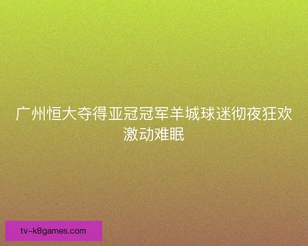广州恒大夺得亚冠冠军羊城球迷彻夜狂欢激动难眠