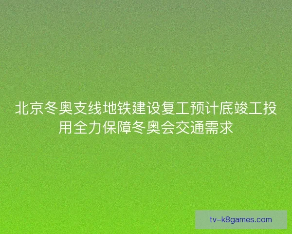 北京冬奥支线地铁建设复工预计底竣工投用全力保障冬奥会交通需求